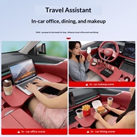 Plateau de bureau mobile pour Tesla Model 3/Y, bureau pliable en cuir pour volant et organisateur de table à manger côté passager