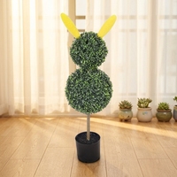 Plante Artificielle en Pot Lapin Imperméable Sans Entretien PE+PP+Ciment 90cm Résistante aux UV Ignifuge Intérieur Extérieur Pâques