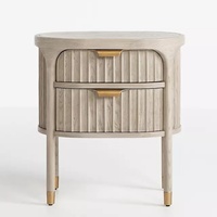 Table de chevet ronde contemporaine de luxe à 2 tiroirs en bois pour chambre à coucher, hôtel ou maison