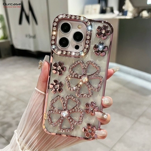 For iPhone 16 Pro Max Luxury <strong>Flash</strong> Flowers Diamond Plating Frame Phone <strong>Case</strong> for iPhone 12 13 14 15 16 <strong>Plus</strong> Soft Protective Cover - Product Image 3