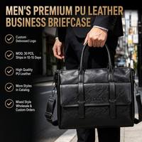 Maletín de Negocios de Cuero PU para Hombre al por Mayor con Logotipo Grabado Personalizado, Bolsa para Portátil de 14 Pulgadas con Correas de Hombro Desmontables
