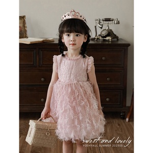 YOEHYAUL X4123 Abito Estivo di Lusso per Bambina con Fodera in Cotone, Senza Maniche, Rosa Dolce con <span class=keywords><strong>Paillettes</strong></span> - Product Image 2