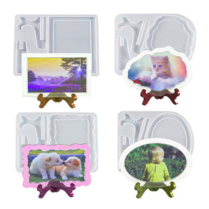 Molde cuadrado de resina para pegamento, forma ovalada, marco de fotos, soporte de silicona - Product Image 1