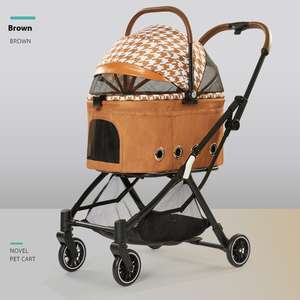Passeggino portatile per animali domestici, di lusso diretto in fabbrica, elegante carrello per cani pieghevole per gatti - Product Image 3