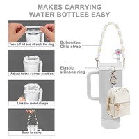 Lot de 7 accessoires de tasse réutilisables et écologiques certifiés, tendance, pour gobelets de 30 oz et 40 oz, avec manchon en silicone et sangle de transport – Vente Flash