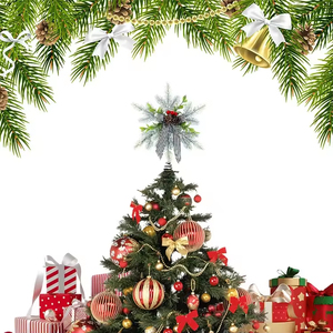 Décoration de sommet de sapin de Noël, flocon de neige scintillant, cônes de pin, écologique, plastique vert, 85% fil de fer, 10% polystyrène, 5% personnalisable, 25cm - Product Image 2