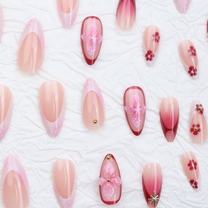 24 <span class=keywords><strong>Uñas</strong></span> Postizas Acrílicas de <span class=keywords><strong>Verano</strong></span> con Diseño 3D de Flores Rosas, <span class=keywords><strong>Uñas</strong></span> Francesas Rosas, Venta al por Mayor, <span class=keywords><strong>Uñas</strong></span> de Cobertura Completa - Product Image 3