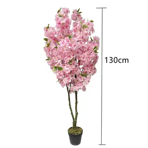 Jiawei flor de cerejeira artificial, rosa artificial em massa com vaso com limpeza, árvores artificiais promocionais, flor única de veludo, rosa vermelha
