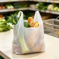 Sacs de courses en plastique HDPE jetables type T-shirt avec poignées pour l'emballage alimentaire et options de logo personnalisé