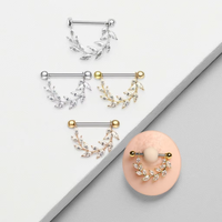 Bijou de piercing de téton pendulaire Vine Xinfocus, piercing de téton scintillant Marquise, bijoux de piercing corporel tendance pour femmes et hommes