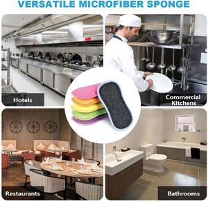 Éponge de nettoyage en microfibre double face pour la vaisselle, réutilisable, pour la cuisine, vente en gros - Product Image 4