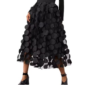 Jupes en tulle à pois au design 3D rétro gothique pour femmes, collection Printemps-Été 2026, taille haute élastique, longueur midi, style <span class=keywords><strong>tutu</strong></span> - Product Image 1