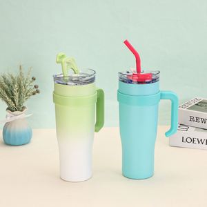 Personalized Laser Engraved Leak Proof Straight <b>Water</b> <b>Bottle</b> Kids School 40oz Sublimation <b>Blank</b> Tumblers with Handle and Straw - Product Image 2