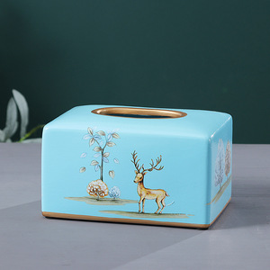 Boîte à mouchoirs en céramique de style nordique créatif, luxe léger, décoration moderne européenne pour la maison, salon, salle à manger - Product Image 6