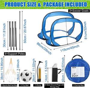 Ensemble de 2 pièces de <span class=keywords><strong>but</strong></span> de football Popup filets de football pliables portables pour enfants avec sac de transport ballon de football - Product Image 4