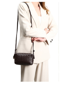 New Luxury Women Pu Woven Leather Cross-Body Bag Fashion Lady Dress Minimalist Zipper Closure Portable Daily Use Small for - Product Image 6