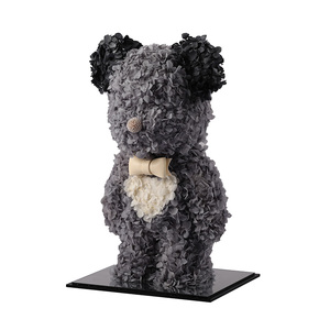 popular decorative preserved flowers Gloomy bear in acrylic box for wedding decoration valentine gift