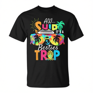 Camiseta Aw Ship It's A Besties Trip 2025 Friends Vacay Cruise, manga corta, unisex, cuello redondo, impresión digital, para adultos - Product Image 2