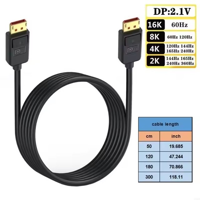 52Gbps DisplayPort 2.1 Cable Supports 16K 8K and 4K240Hz Resolution 4090 7900xtx with HDCP Auditory Features