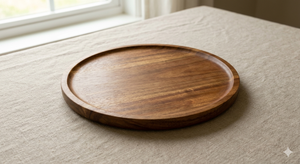 Round Wooden Serving <b>Platter</b> With Mediterranean Dishes And Bread For Party Use - Product Image 2
