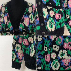 Cardigan Lavorato a <span class=keywords><strong>Maglia</strong></span> per <span class=keywords><strong>Donna</strong></span> con Motivi Floreali Jacquard, Stile Vintage Boho, Scollo a V, con Tasche, Morbido e Caldo - Product Image 3