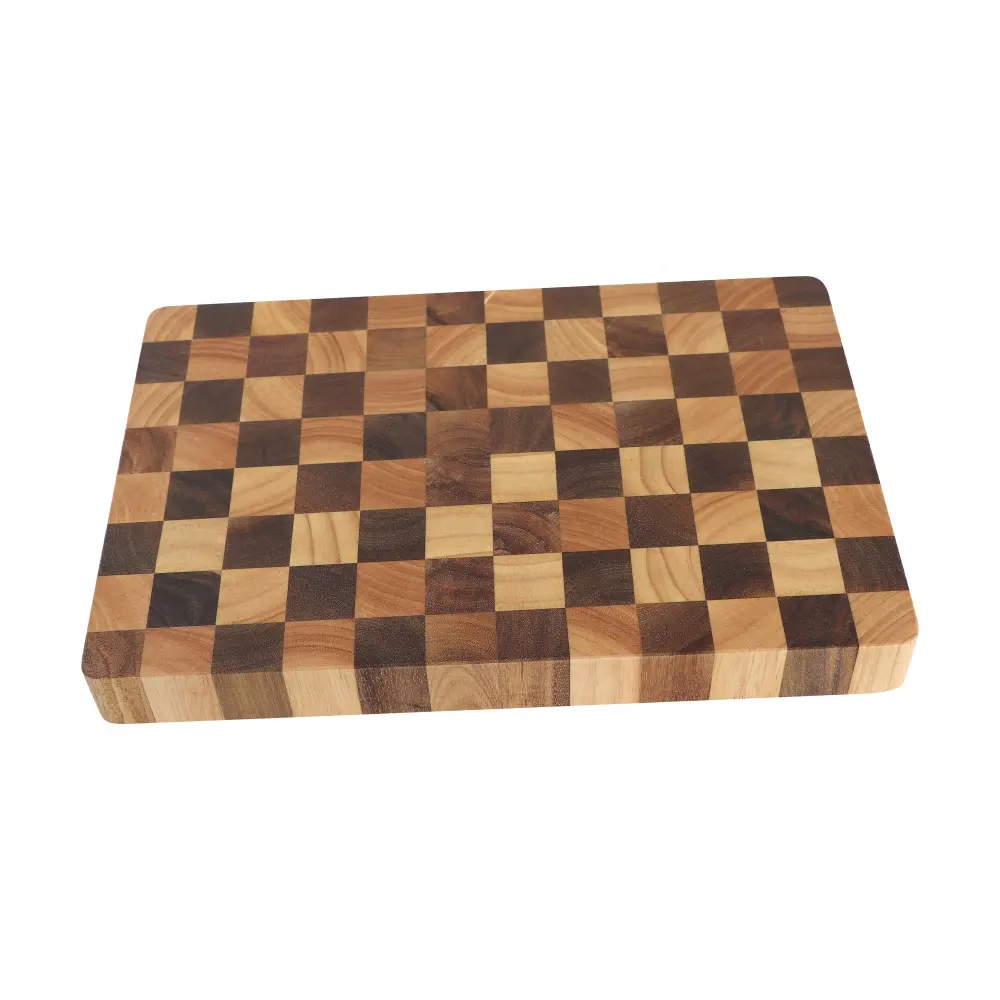 End Grain Cutting Board Acacia Wood Cutting Board with Handle Wooden Serving Tray for Charcuterie Cheese Butcher Block