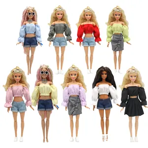 Wholesale 1/6 Fashion handmade puff sleeves short skirt doll accessories doll clothes