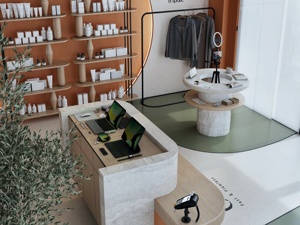 Custom Beauty Salon Interior Design Wooden Reception Counter Display <b>Shelves</b> Salon Furniture Fixtures - Product Image 4