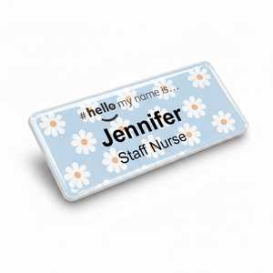 Badge nominatif pour personnel hospitalier en acrylique OEM/ODM, finition résine, motif 'Bonjour, je m'appelle Daisy', 76x32mm - Product Image 6