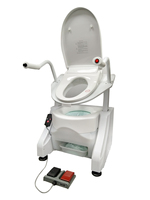 Lève-toilettes UKOM avec réservoir d'eau et commande par pédale pour une utilisation au chevet dans la chambre - Machine d'emballage professionnelle incluse