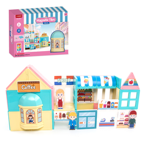 Ensemble de tuiles magnétiques, blocs de construction 3D <span class=keywords><strong>DIY</strong></span> pour café et marché aux fruits, jouet éducatif STEM pour jeu d'imitation, cadeau pour filles - Product Image 2