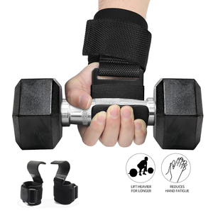 Nhà sản xuất Trọng lượng nâng kéo lên móc với dày Neoprene dây đeo cổ tay phòng tập thể dục Workout nâng móc - Product Image 1