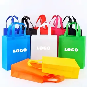 Tas belanja tanpa anyaman ukuran warna Logo kustom butik hadiah dapat digunakan kembali
