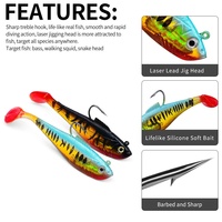 Leurre souple artificiel Seaker T-tail avec plomb, réaliste, longue portée, sans hameçons, pour la pêche au bar en mer et en eau douce