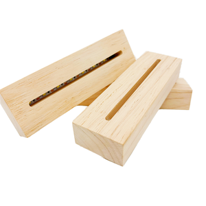 Factory Wholesale LED Rectangle Wood Base 15/20/30cm Length Logo Laser for Acrylic Display Home Decor with 3mm Thickness Slot - Product Image 1