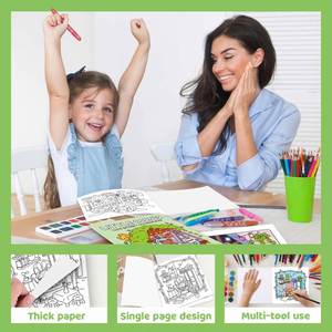 Adorable Scenes Kids Creative Art Toy Busy Learn to Paint Cartoon Design Cozy Spaces Coloring Book - Product Image 3
