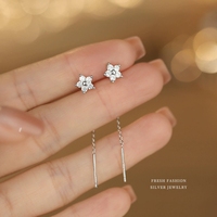 Funkelnde Diamant-Ohrringe im Ahornblatt- und Blumenstil mit Zirkonia besetzt, S925 Sterlingsilber Ohrhaken YB-XY-1123