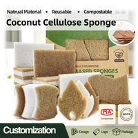 Éponges de cuisine naturelles, éponge à vaisselle à base de plantes, biodégradable, compostable, tampon à récurer multi-usages, en pâte de bois