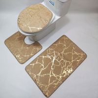 Tapis de sol de salle de bain trois pièces en polyester rayé moderne personnalisé, OEM ODM, épaissi, absorbant, antidérapant, pour la maison et l'hôtel, 8 cm
