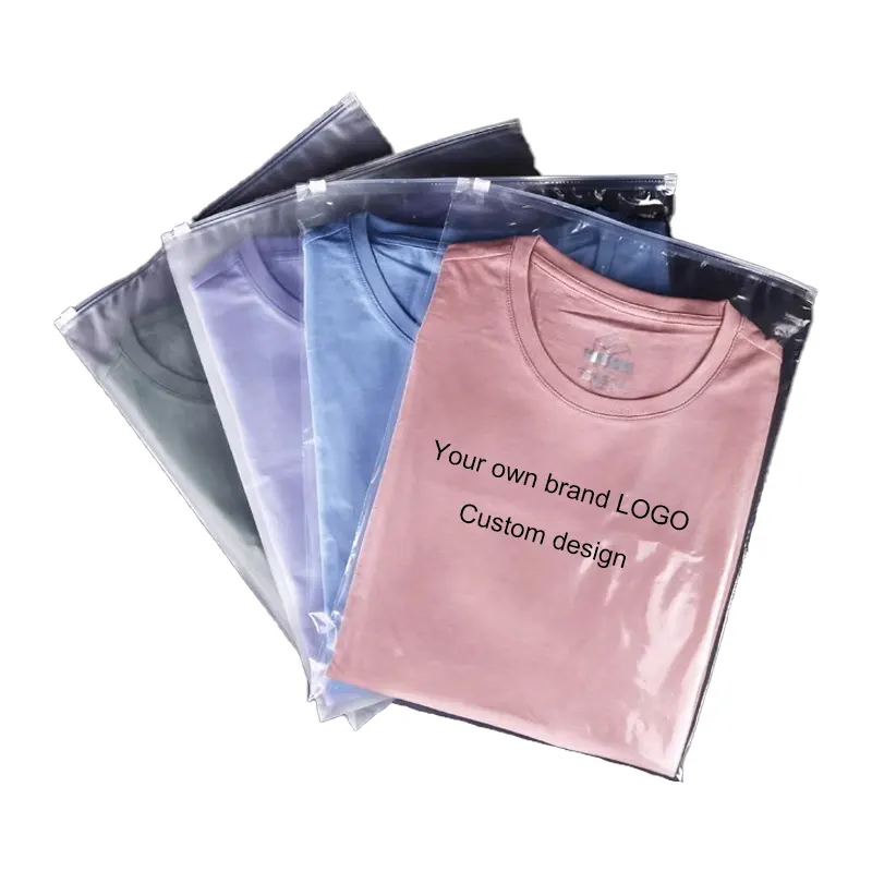 プレミアム品質のカスタムプリントロゴTシャツバッグ衣類アパレル衣服用の再封可能なマットフロストジッパーバッグ