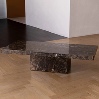 Table basse rectangulaire en marbre foncé Emperador de Cammy Stone, meuble multifonctionnel de luxe pour salon