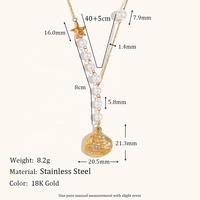 Dingran nouvelle mode bijoux étanches en acier inoxydable plaqué or Zircon coquille colliers de perles