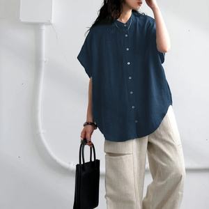 Nuova Camicia Estiva da Donna <span class=keywords><strong>con</strong></span> Design Giapponese di Nicchia, Tinta Unita, Stile Retrò, Comoda, Casual, <span class=keywords><strong>con</strong></span> <span class=keywords><strong>Maniche</strong></span> <span class=keywords><strong>a</strong></span> <span class=keywords><strong>Pipistrello</strong></span> e Scollo <span class=keywords><strong>a</strong></span> V, di Tendenza - Product Image 4