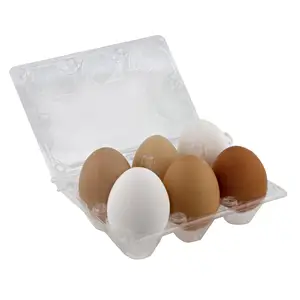열형태 계란 트레이, 6 홀 Pvc 투명 플라스틱 닭고기 계란 트레이 포장 상자