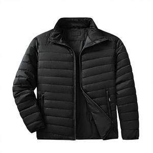 Blouson matelassé en toile unie pour homme, veste d'hiver en nylon, col montant, fermeture éclair, manteau décontracté OEM ODM - Product Image 1