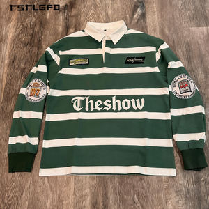 Camisetas Vintage de Hip Hop para Hombre, Manga Larga, Cuello Camisero, Rayas, Polo, Estilo Urbano, Tallas Grandes, OEM, ODM, Envío Rápido, GOTS - Product Image 2