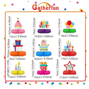 Ensemble <span class=keywords><strong>de</strong></span> 9 décorations réutilisables pour <span class=keywords><strong>anniversaire</strong></span> - Décoration <span class=keywords><strong>de</strong></span> <span class=keywords><strong>table</strong></span> en nid d'abeille colorée et thématique pour fête d'<span class=keywords><strong>anniversaire</strong></span> d'enfants - Product Image 2
