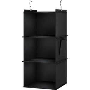 Organisateur de placard suspendu à 3 étagères, noir, en tissu non tissé, pour rangement derrière la porte, fixation murale, pour organiser les vêtements - Product Image 6