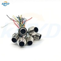 Connecteur étanche M12 D-Code 4 broches mâle-femelle à montage sur panneau avec verrouillage arrière, indice de protection IP67, pré-assemblé, câble Ethernet industriel 0,3 m 22AWG