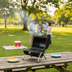 Barbecue de jardin portable en acier robuste, mini-barbecue fumoir double face pour camping <span class=keywords><strong>et</strong></span> extérieur - Product Image 2